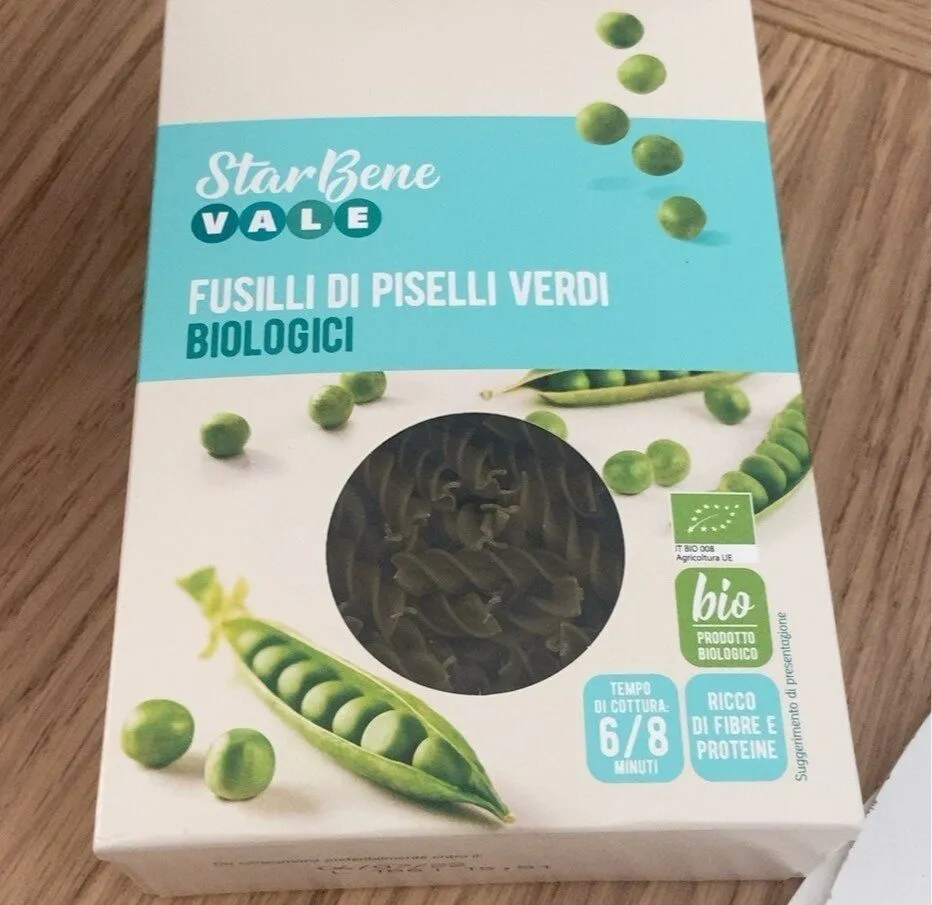 Fusilli di piselli verdi