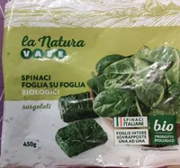 Spinaci foglia su foglia biologici surgelati