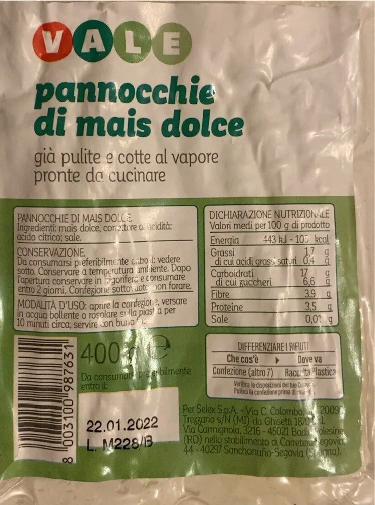 Pannocchie di mais dolce