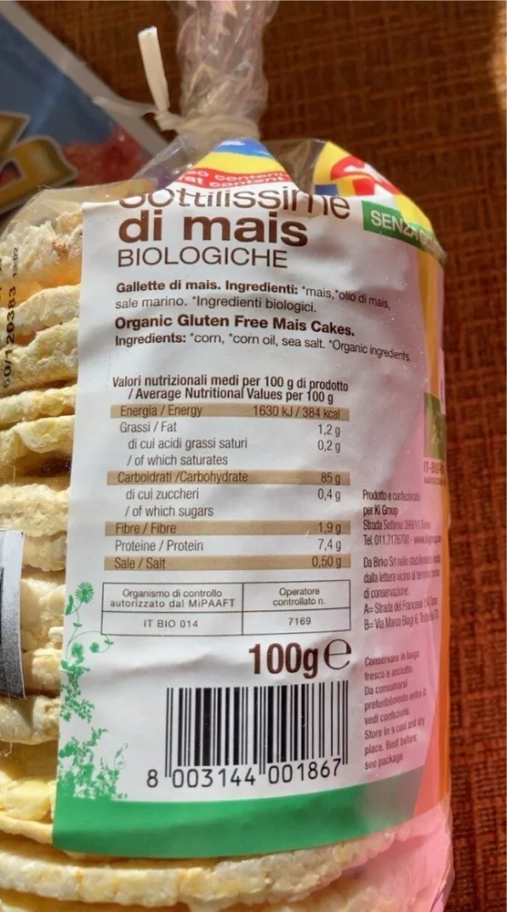 Sottilissime di mais biologiche