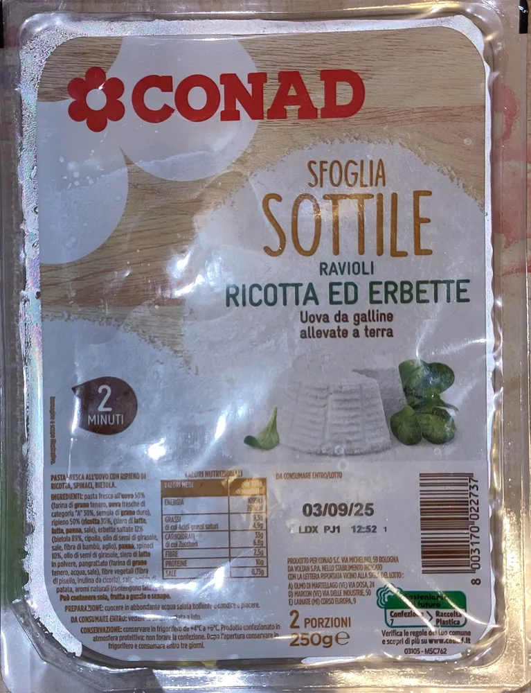 Ravioli con ricotta e erbette
