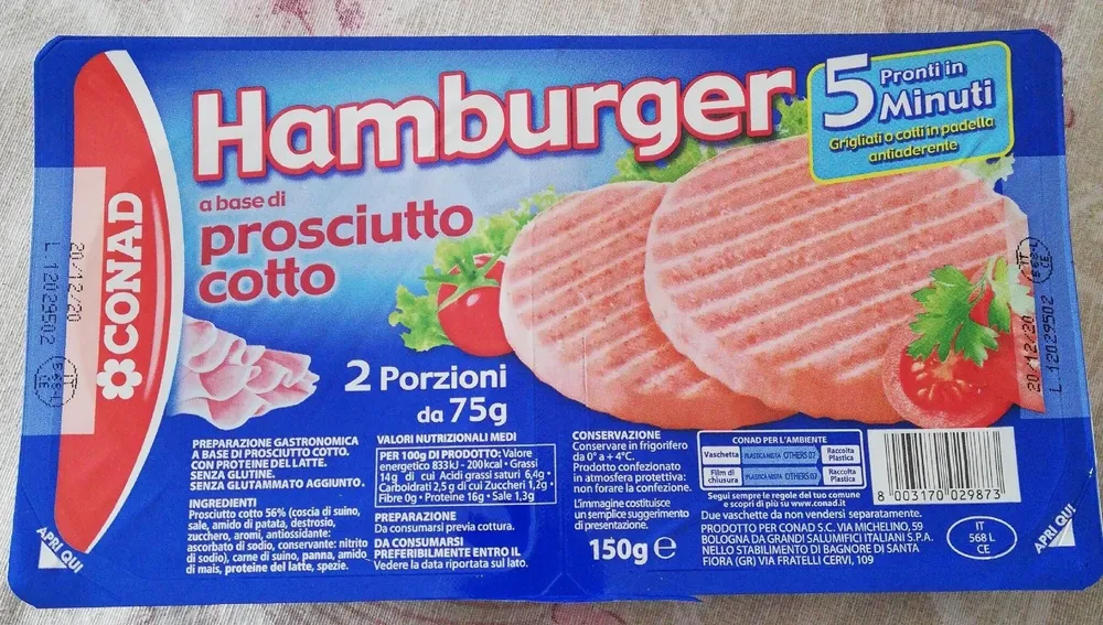 Hamburger a base di prosciutto cotto