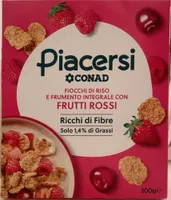 Cereale fiocchi di riso e frumento integrale frutti rossi