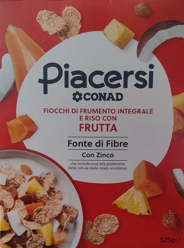Fiocchi di frumento integrale e riso con frutta
