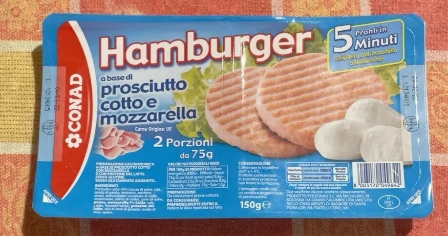 Hamburger a Base di Prosciutto Cotto e Mozzarella