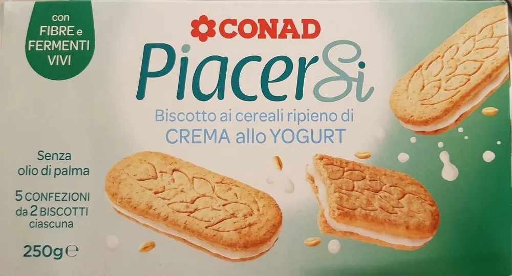 PiacerSi Biscotto ai cereali ripieno di CREMA allo YOGURT