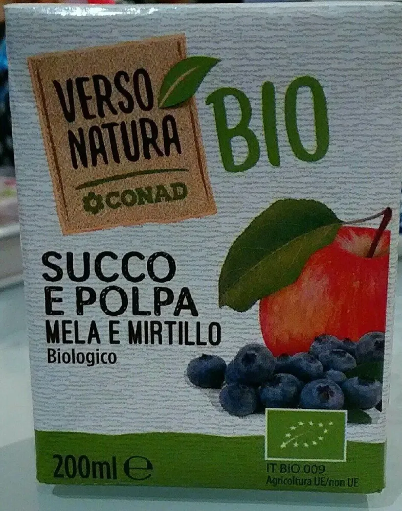 Succo e polpa mela e mirtillo