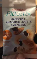 mandorle, anacardi, uvetta e zenzero