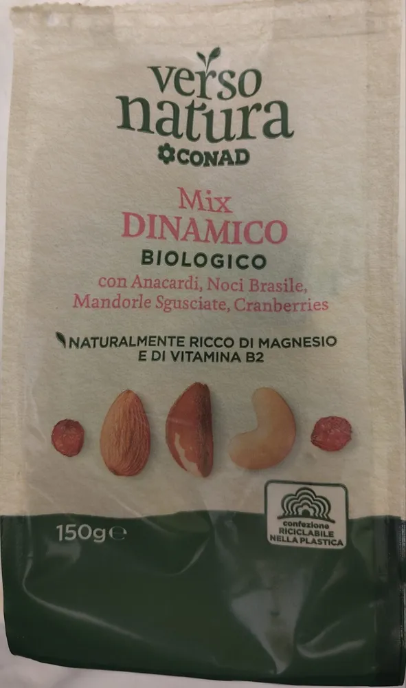 Mix dinamico anacardi noci brasile, mandorle, cranberry