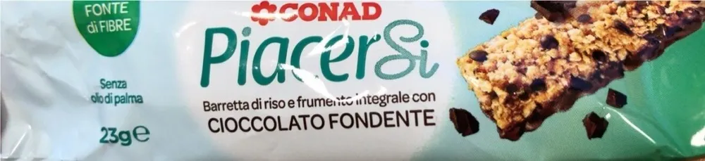 barretta di riso e frumento integrale con cioccolato fondente