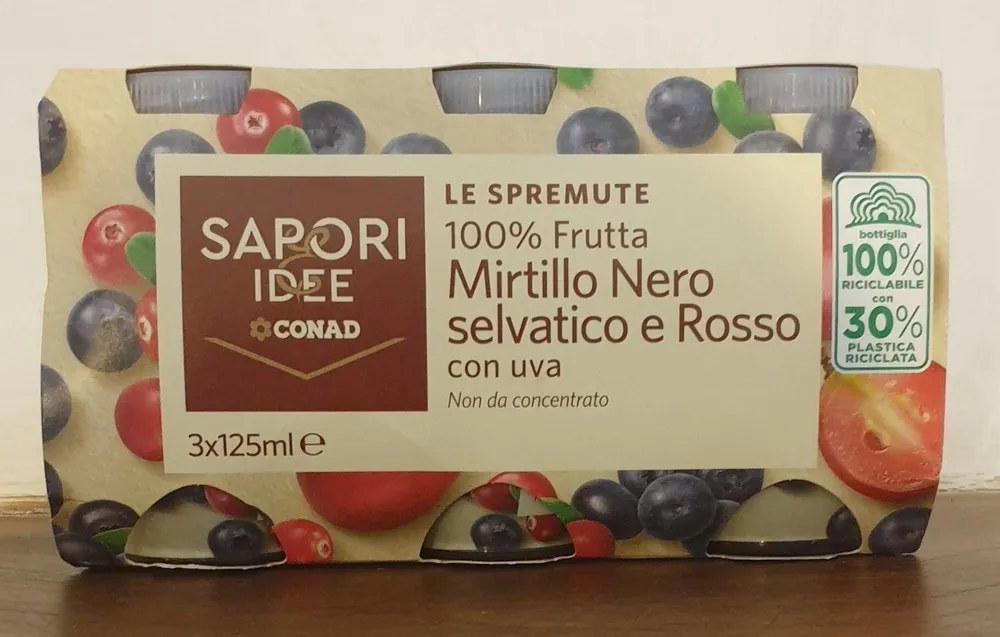 Le Spremute 100% Frutta Mirtillo Nero selvatico e Rosso