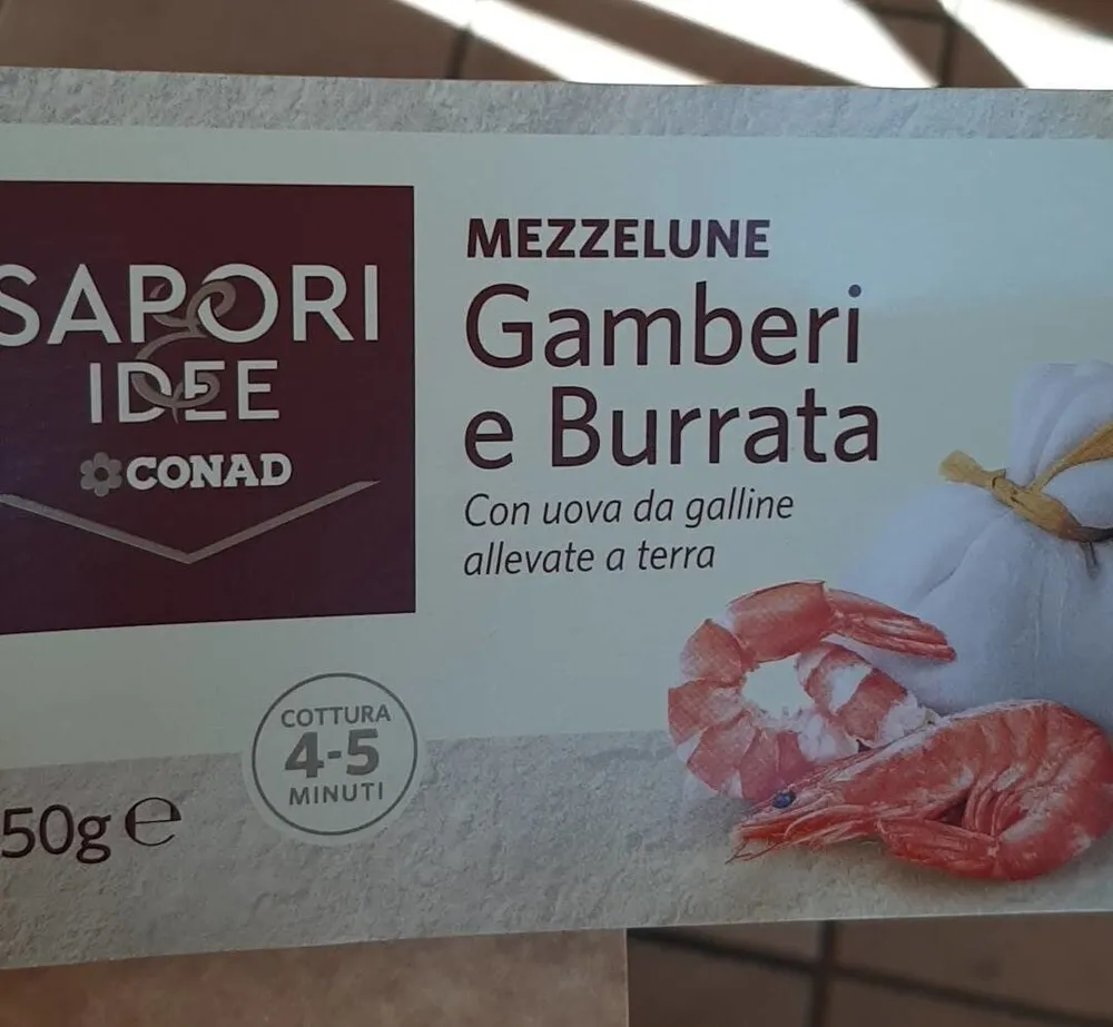 Mezzelune gamberi e burrata