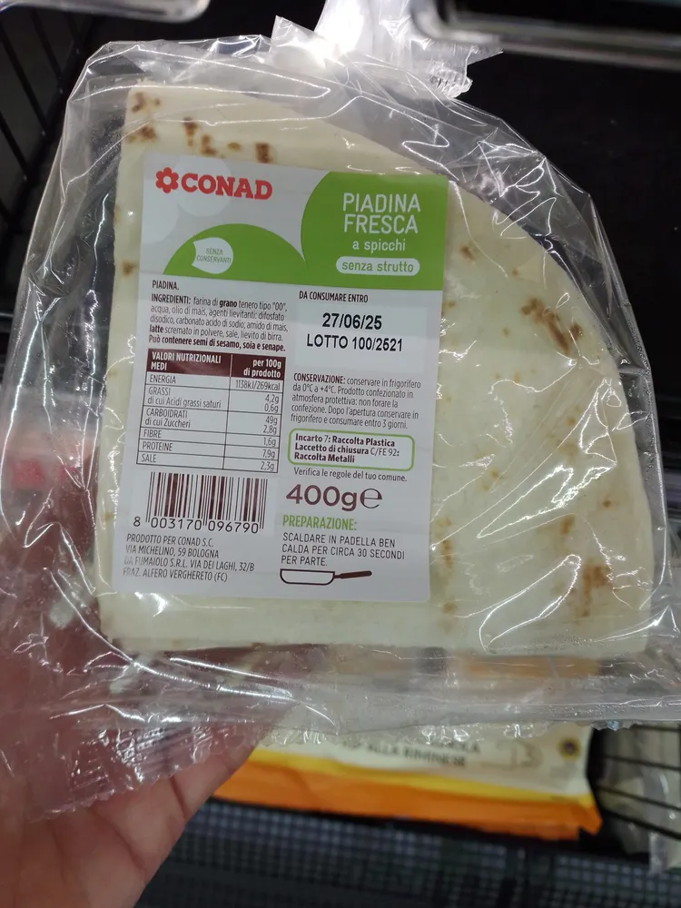 Piadina Fresca a spicchi