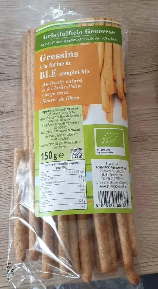 Gressins à la farine de blé complet bio