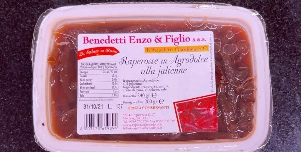 Raperosse in agrodolce alla julienne