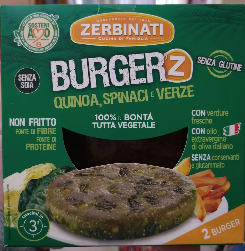 Burger quinoa, spinaci e verze