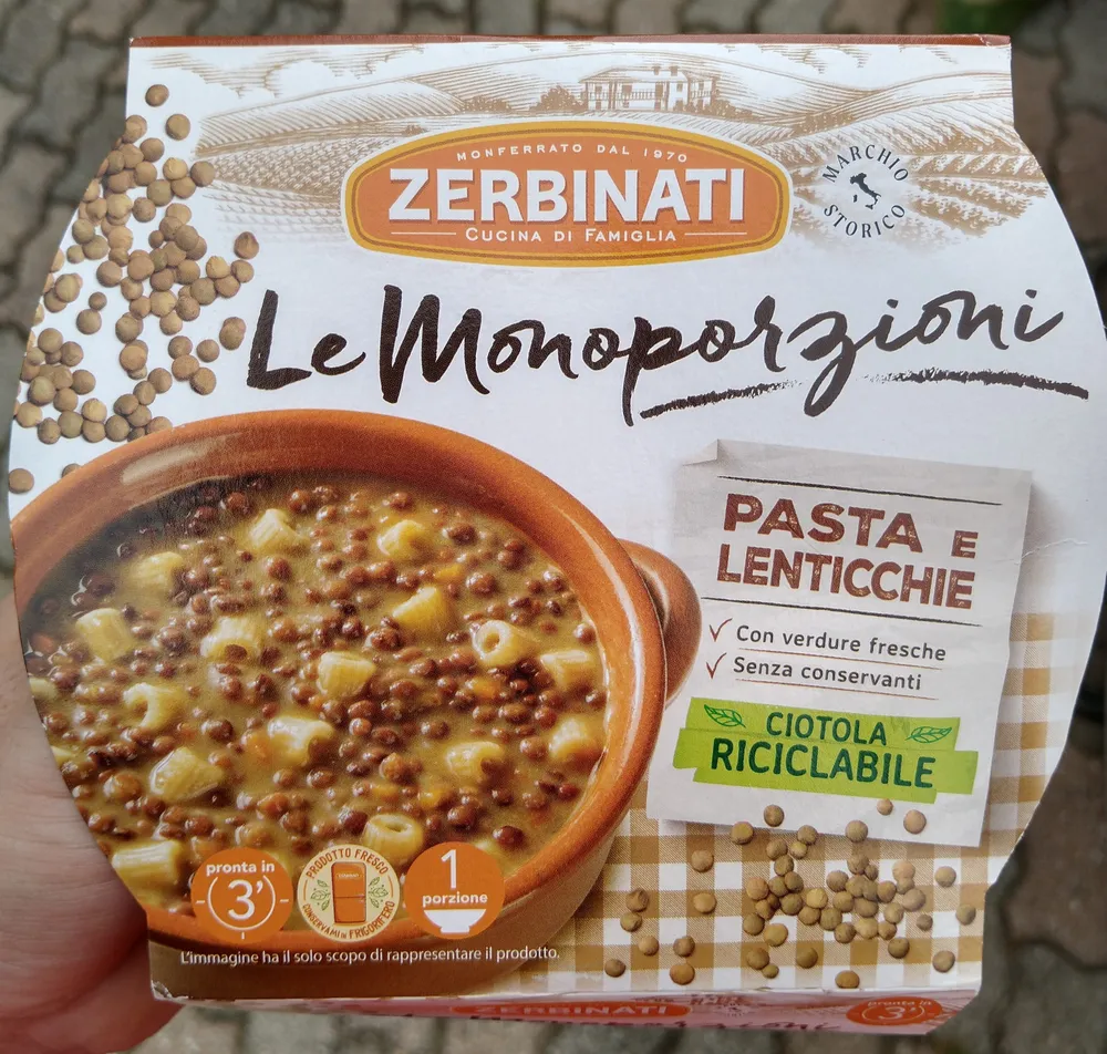 Le monoporzioni pasta e lenticchie