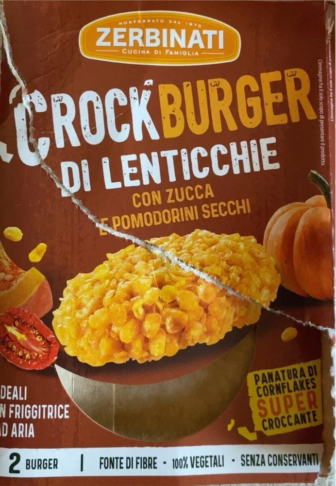 Crock burger di lenticchie