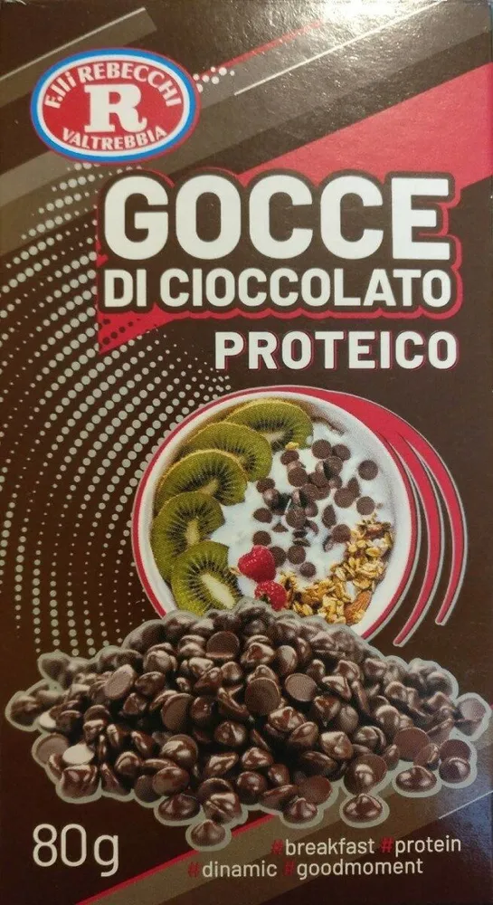 Gocce di cioccolato proteico