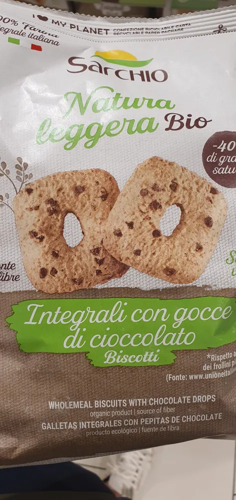 Biscotti integrali con gocce di cioccolato