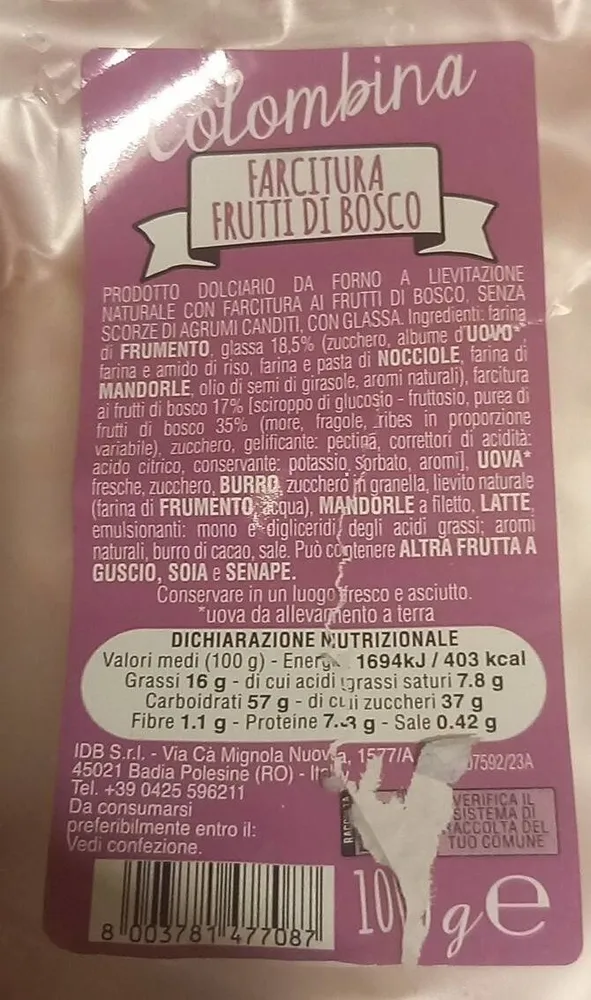 Colombina farcitura frutti di bosco