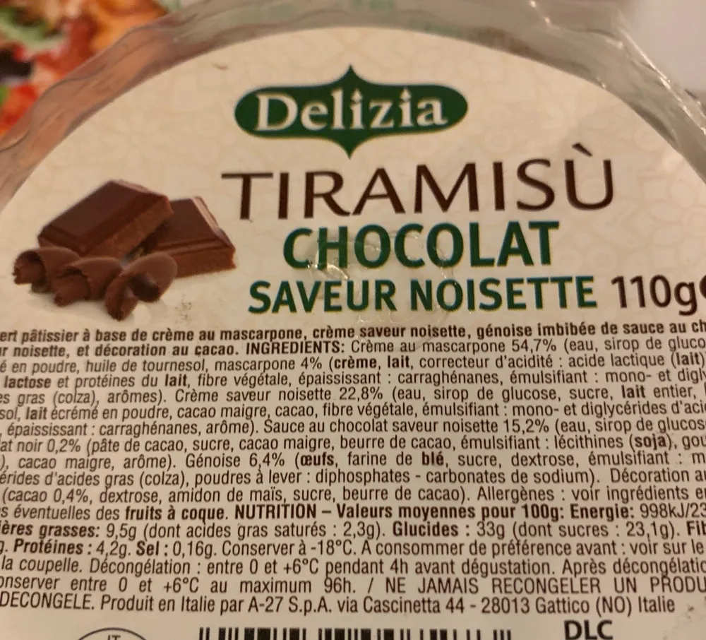 Tiramisu chocalat noisettes