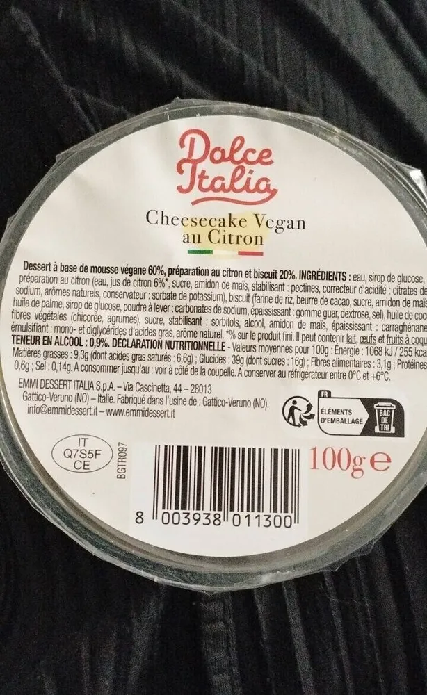 Cheesecake vegan au citron