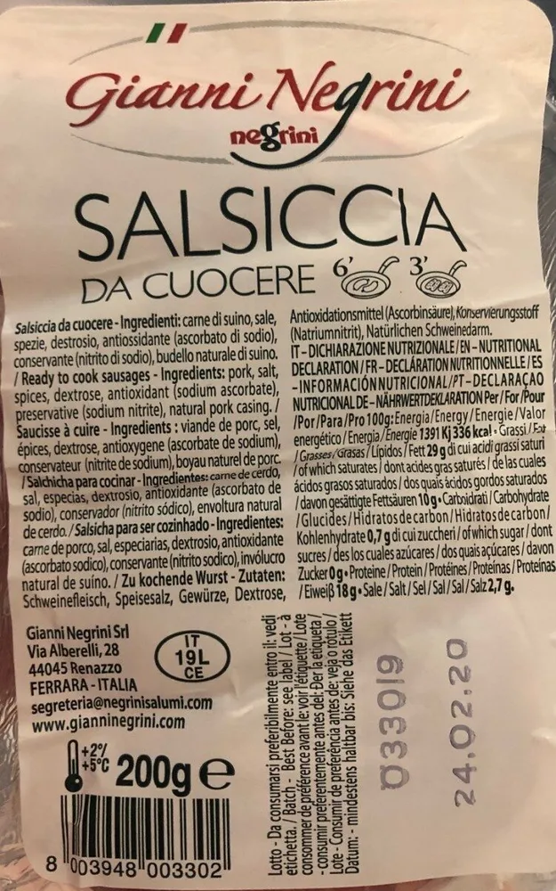 Salsiccia da cuocere