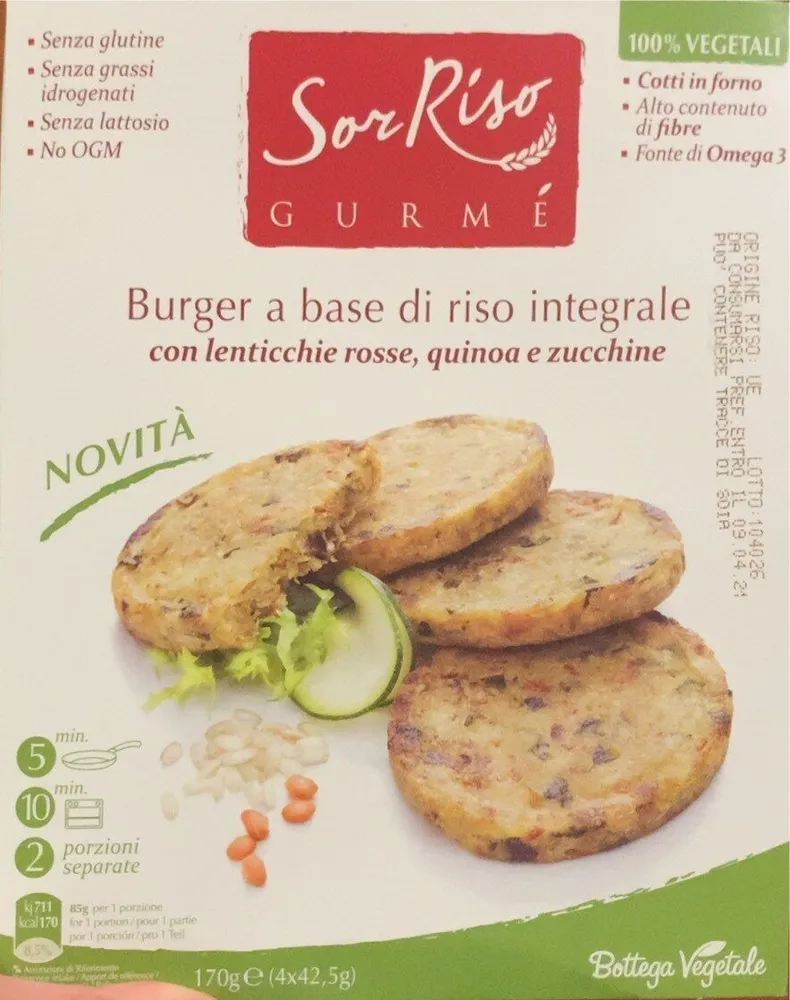 Burger a base di riso integrale con lenticchie rosse