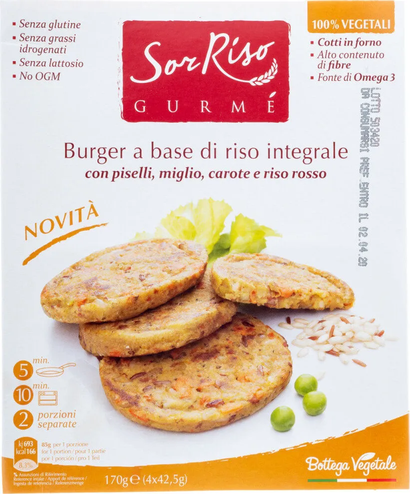 Burge a base di riso integrale con piselli miglio
