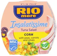 Light Tuna Salad Corn with peas, carrots and black olives