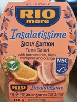 Tuna Salad with turmeric rice, black chickpeas and orange