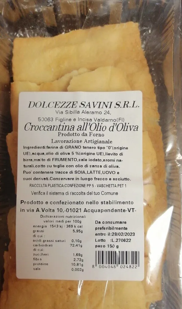Croccantina all'Olio d'Oliva