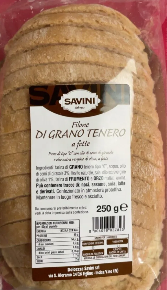 Filone di grano tenero a fette