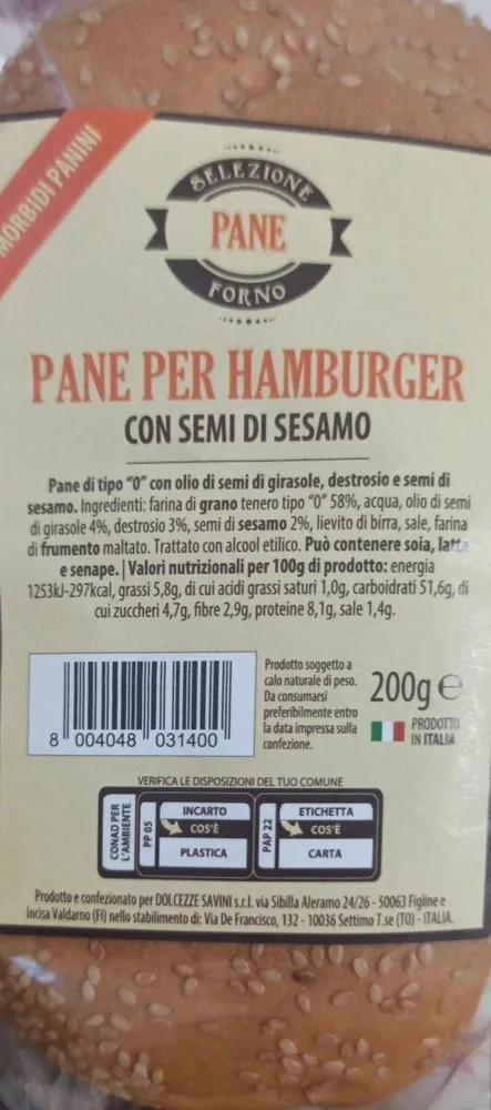 Pane per Hamburger con semi di sesamo