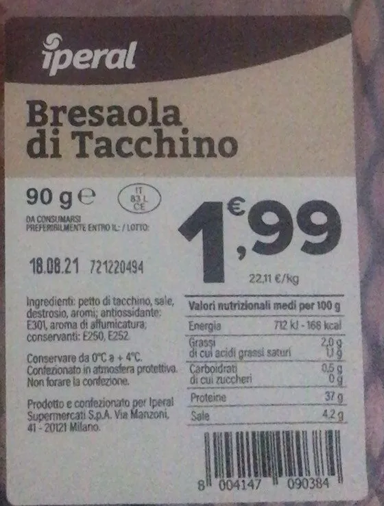 Bresaola di Tacchino