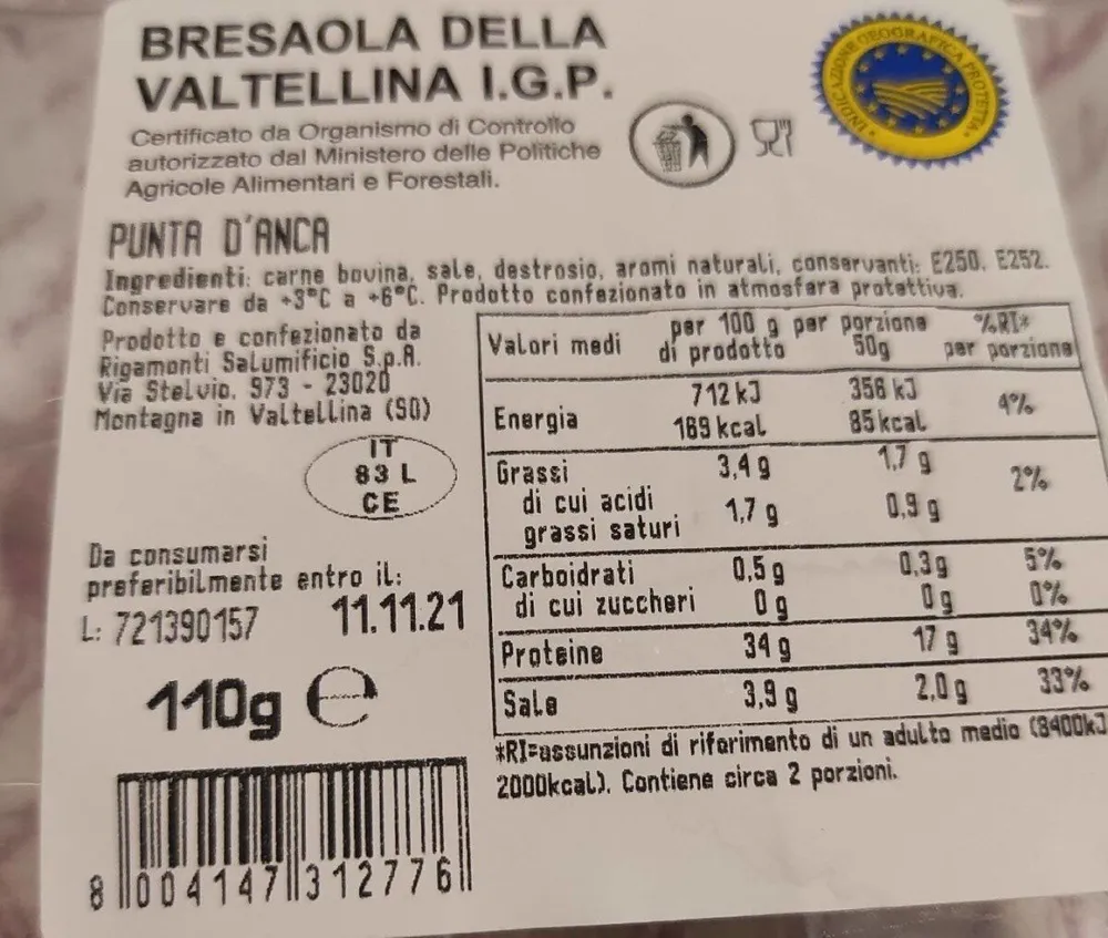 Bresaola della Valtellina I.G.P