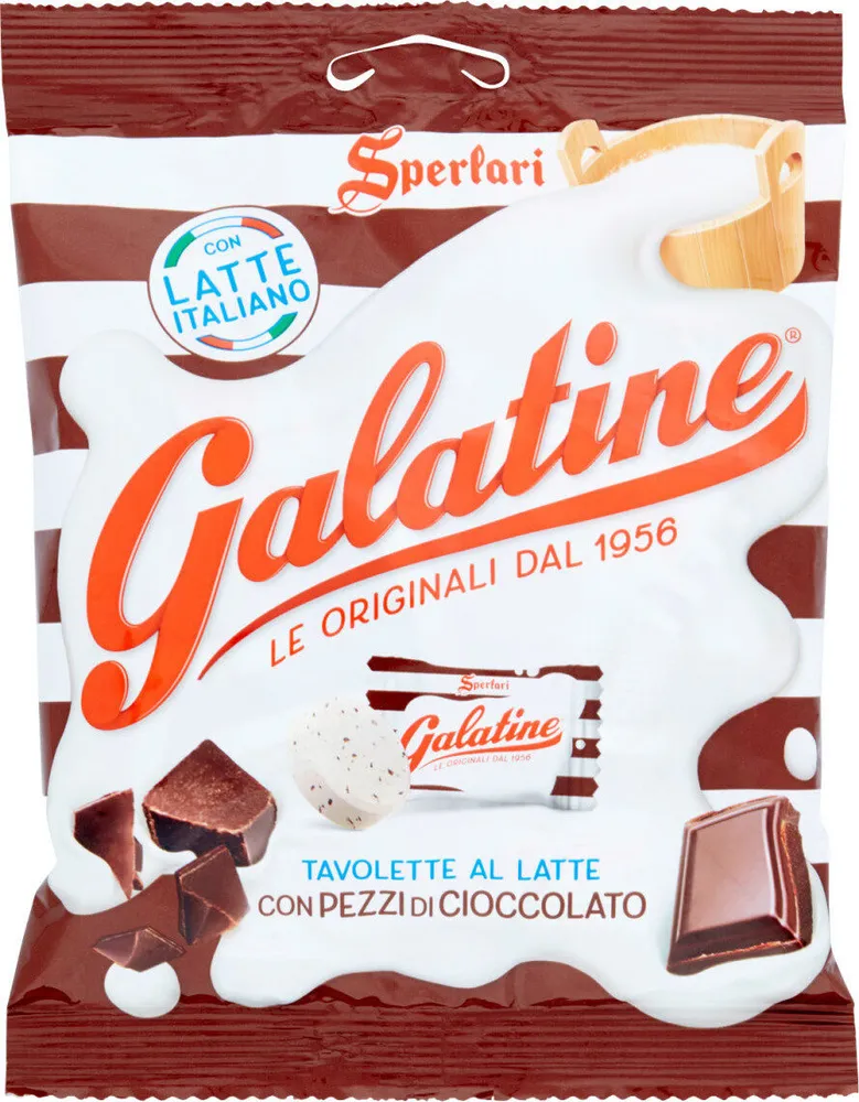 galatine tavolette Al latte con pezzi di cioccolato