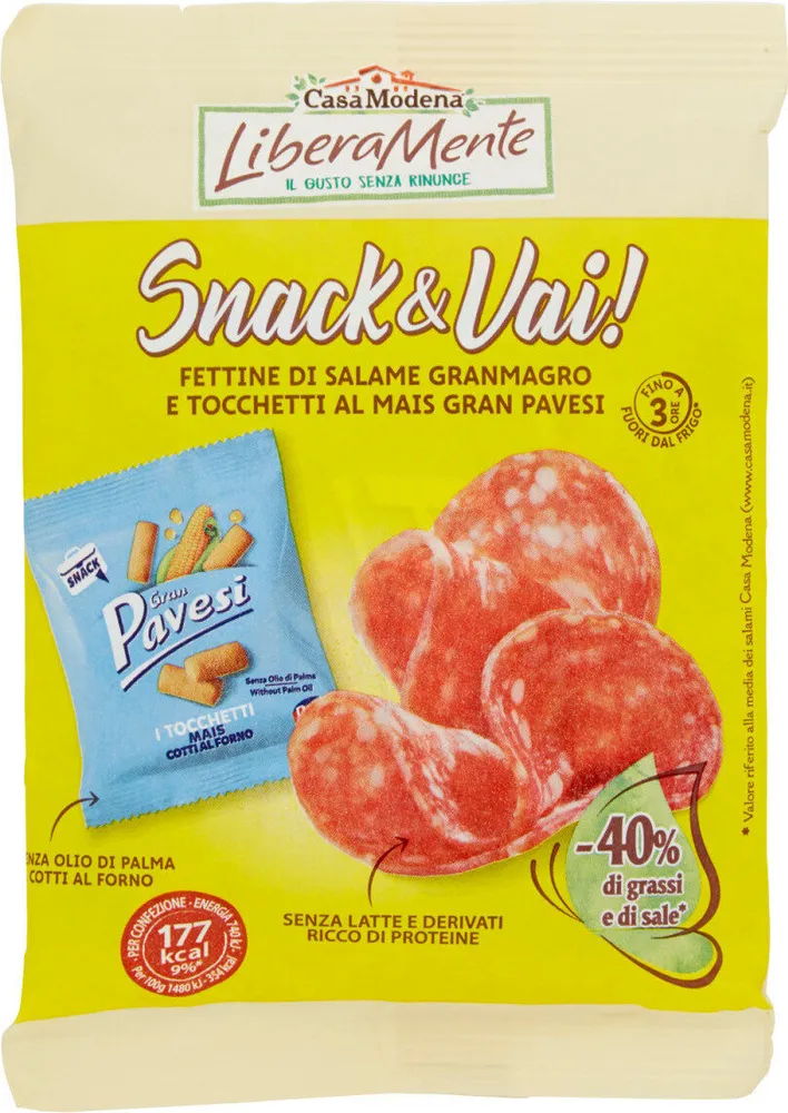 Snack & vai! fettine di salame granmagro e tocchetti