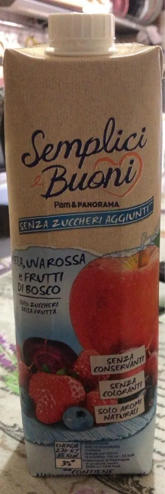 Succo di mela, uva rossa e frutti di bosco