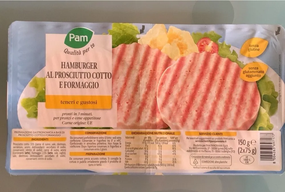 hamburger al prosciutto cotto e formaggio