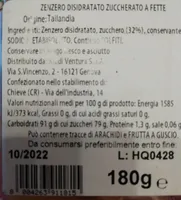 Zenzero disidratato zuccherato a fette