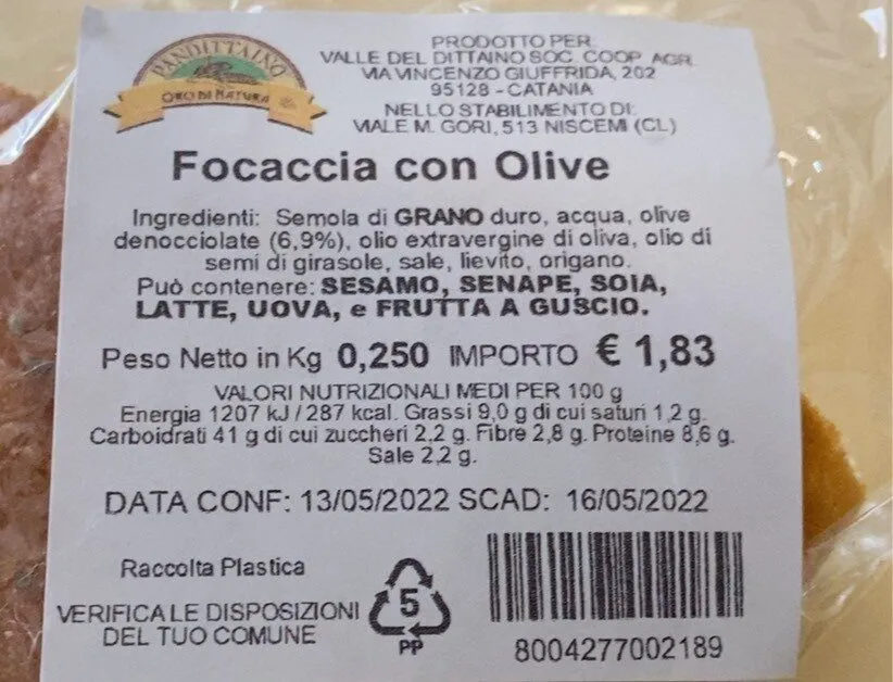 Focaccia con olive