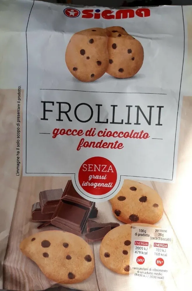 Frollini con gocce di cioccolato fondente