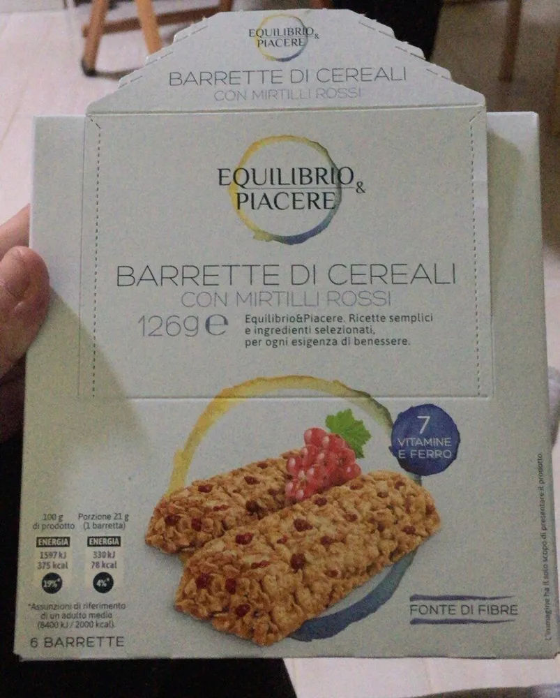barrette di cereali con mirtilli rossi