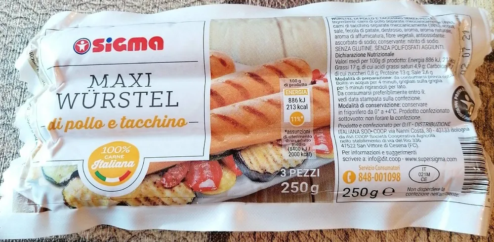 Maxi wurstel pollo e tacchino