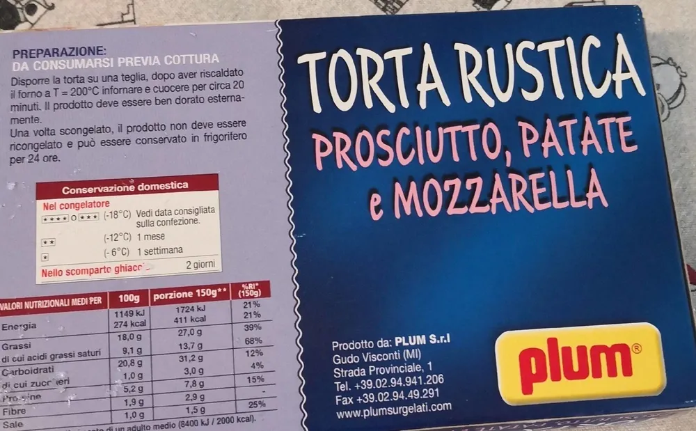 Torta rustica prosciutto, patate e mozzarella