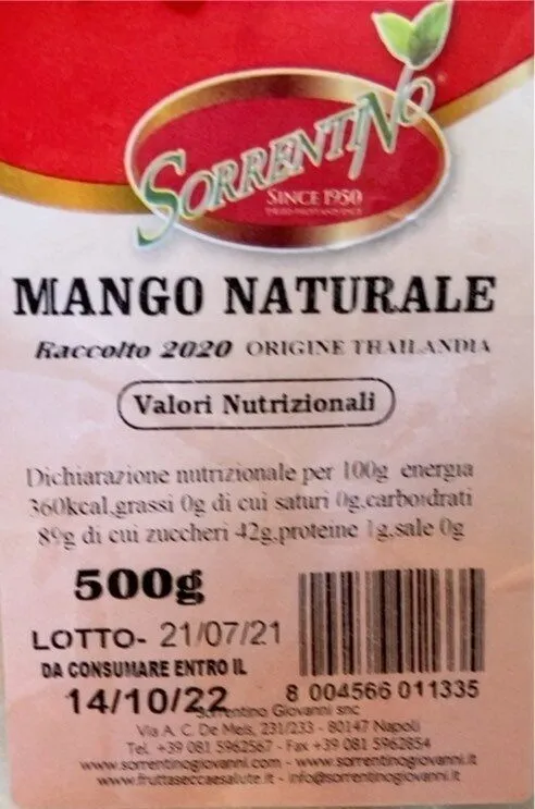 mango naturale disidratato