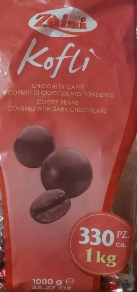 Chicchi di caffè ricoperti di cioccolato fondente