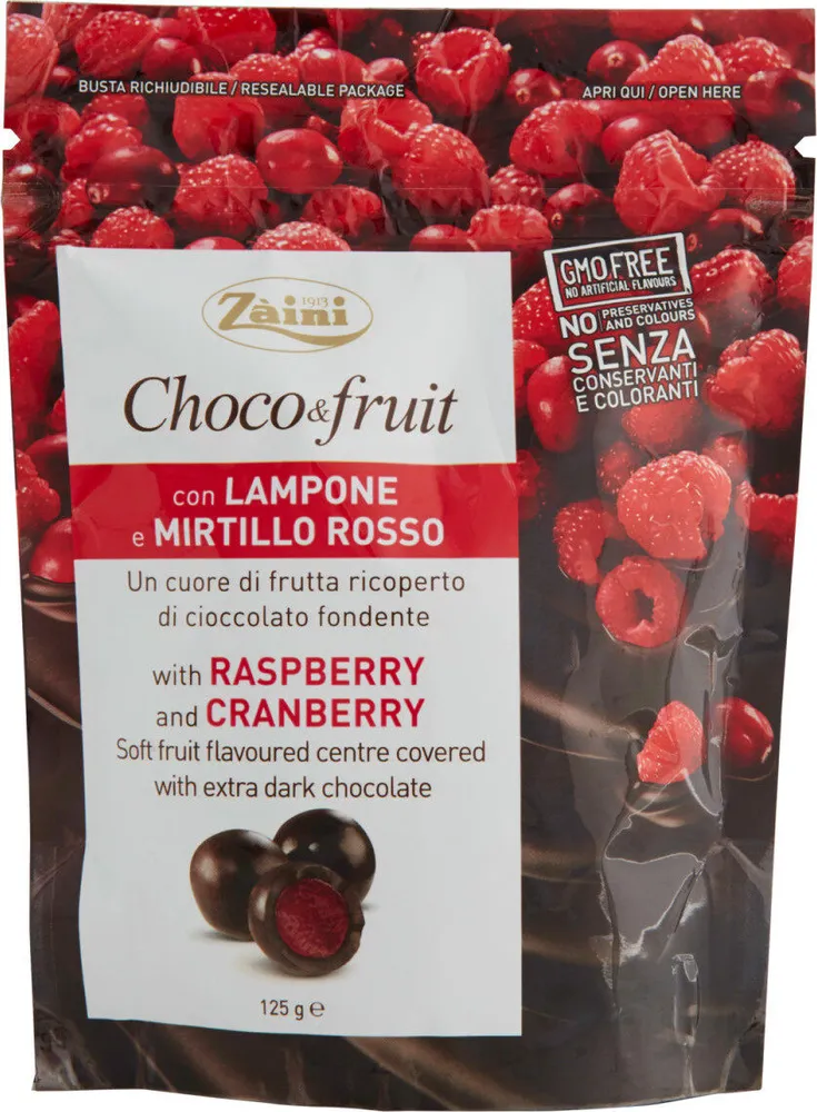 Choco&fruit con lampone e mirtillo rosso